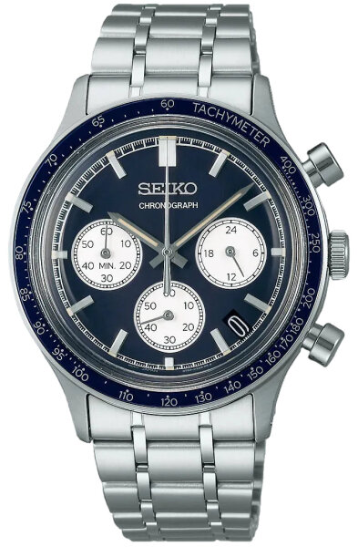 Herrenuhr, Quarz-Chronograph aus Edelstahl- Blaues Zifferblatt - Seiko Modell: SSB477P1