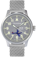 Herrenuhr, Fliegeruhr Edelstahl - Grau - Messerschmitt...