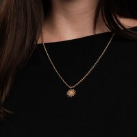 Halskette aus Edelstahl - Sonnenblume - Holzkern Modell: 9010631025281