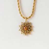 Halskette aus Edelstahl - Sonnenblume - Holzkern Modell: 9010631025281