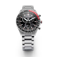 Herrenuhr, Sport-Chronograph aus Edelstahl - Schwarzes Zifferblatt - Citizen Modell: AT2566-88E