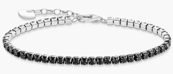 Tennisarmband mit schwarzen Steinen Silber
