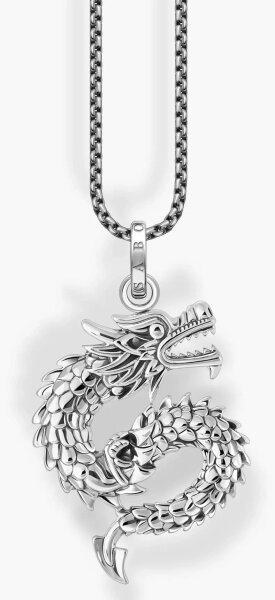 Kette mit Drachen-Anhänger Silber geschwärzt