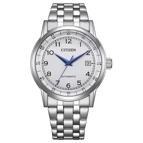 Herrenuhr, Automatik mit Edelstahlband, weißes Zifferblatt - Citizen Modell: NJ0210-56A