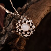 Composition Gem Halskette (Mondstein/Rosé) | Holzkern