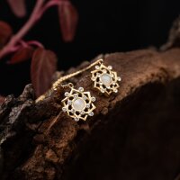 Composition Gem Ohrringe (Mondstein/Gold) - Holzkern...