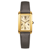 Damenuhr, Lederarmband, cremefarbenes Zifferblatt -...