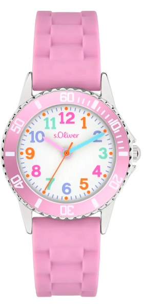 s.Oliver Kinderuhr mit bunten Indizes und Silikonband - Modell: SO-4517-PQ