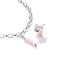Charm-Anhänger Pink Lipgloss Original Silber -...