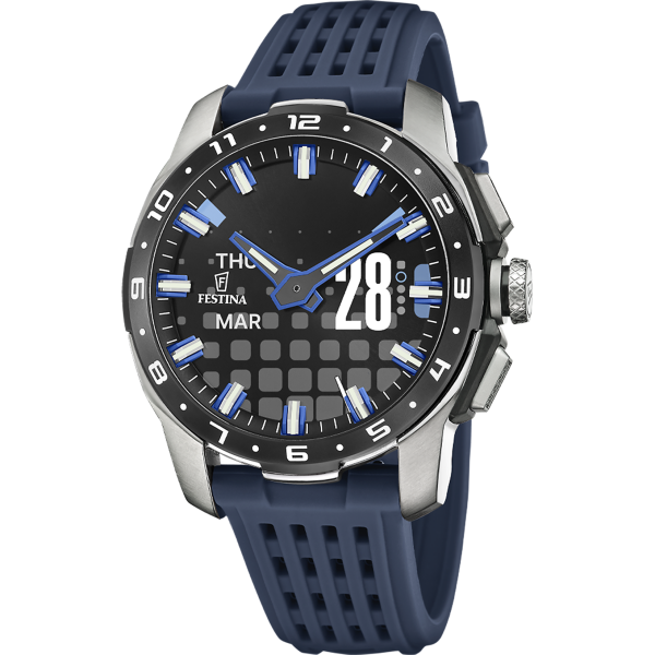 Herrenuhr mit Smart-Funktionen und blauem Zifferblatt - Festina Modell: F23305/3
